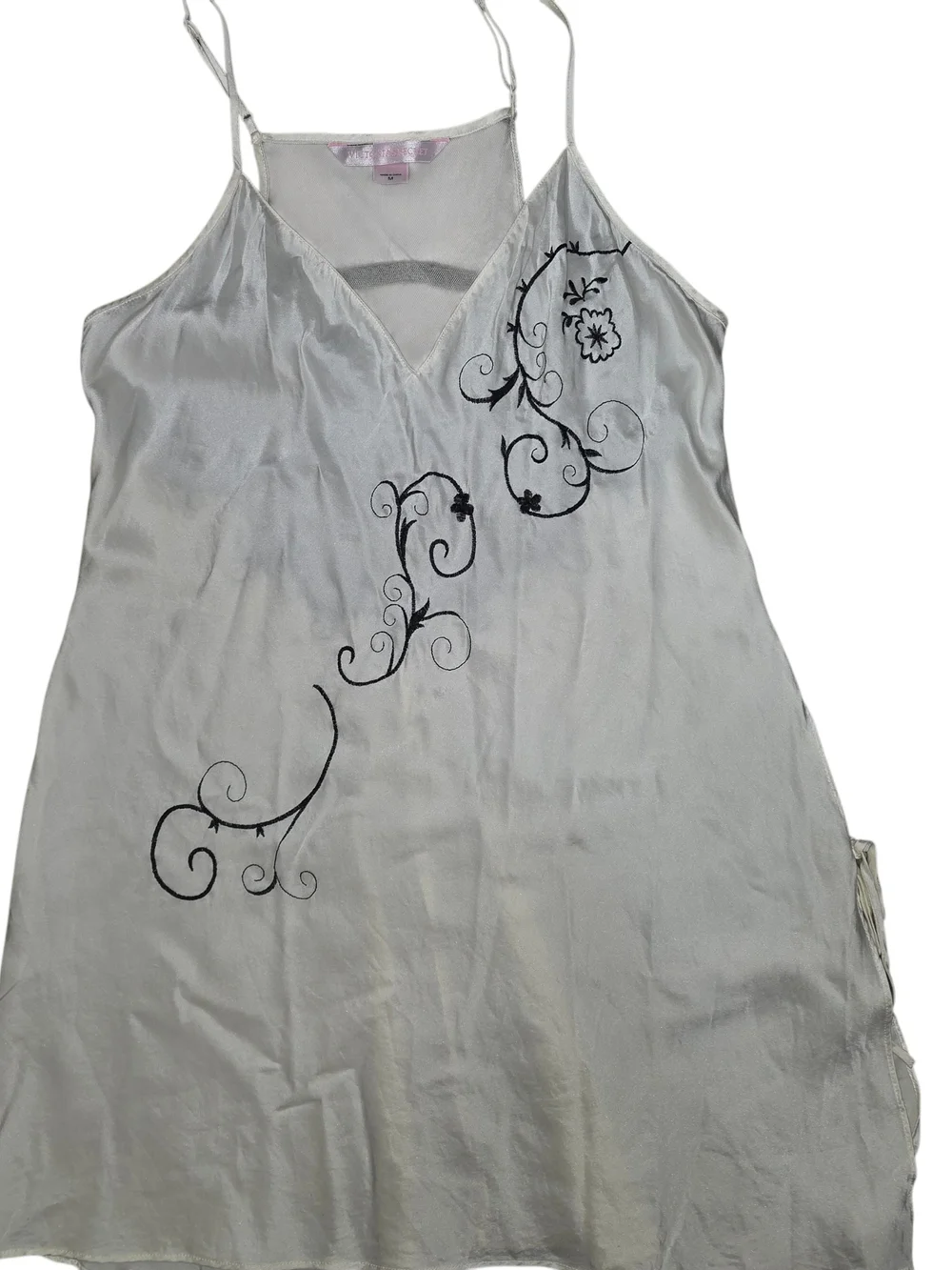VTG Victoria’s Secret Y2K Ivory Silk Slip Dress Mesh Embroidered Fairycore M - Picture 7 of 11